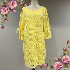 Elegant Yellow Lace Dress